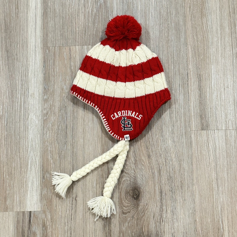 St Louis Cardinals MLB 47 Brand Ear Flap Pom Pom Beanie Winter Hat